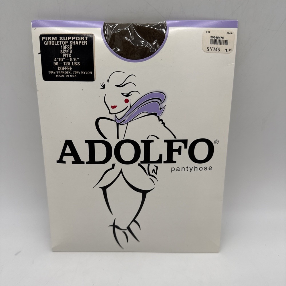 Vintage Adolfo Pantyhose Firm Support Girdletop Shaper Size A Coffee 10FSR (USA)